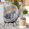 Costway Oversized Egg Style Chair with Cushions & Headrest Heavy-Duty Metal Frame for Yard Off White/Grey/Black